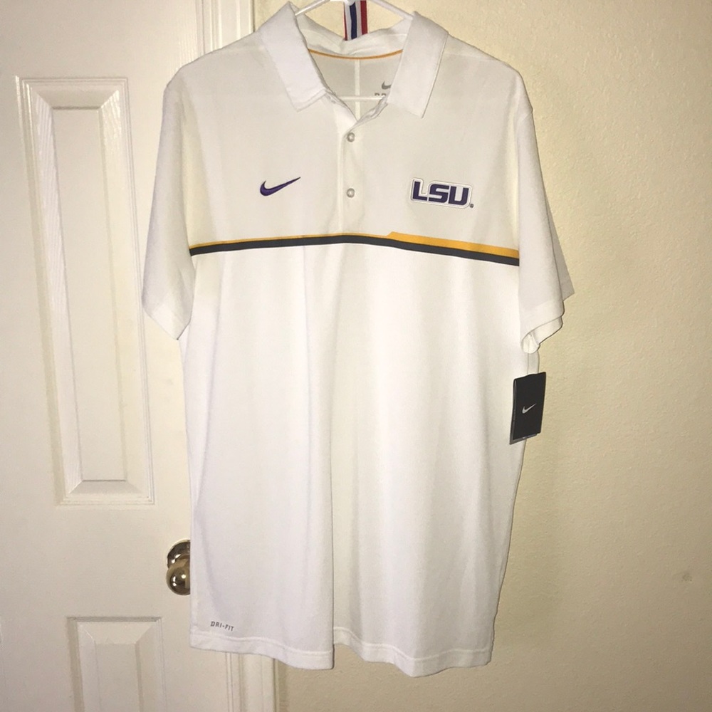 Large, White LSU Nike polo